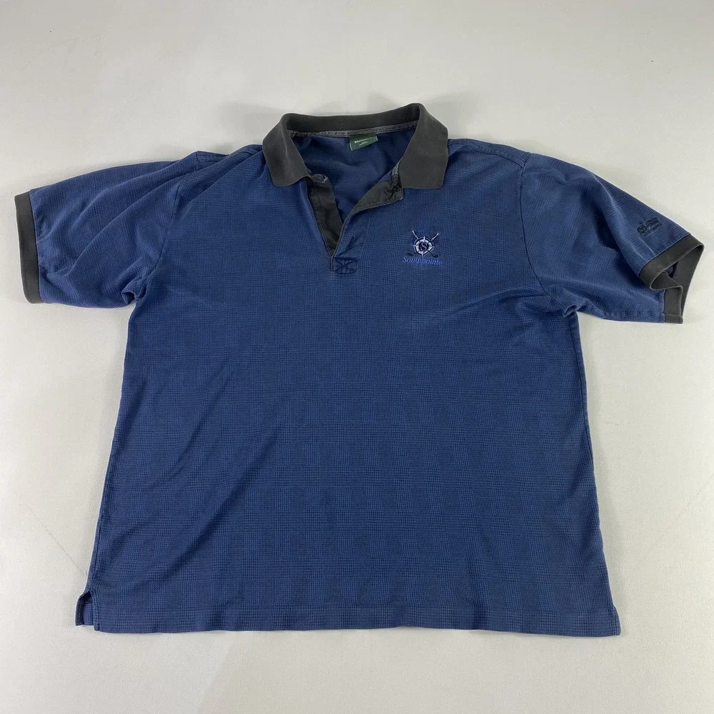 Hugo‎ Boss Polo Shirt Mens Large Blue Performance Italy Southpointe Golf Club